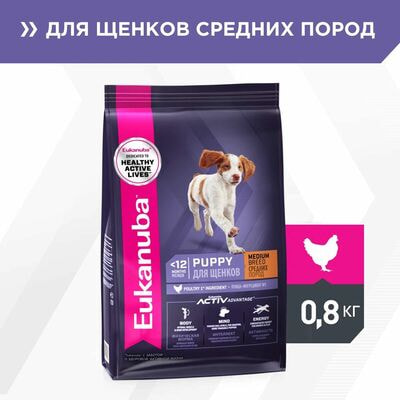 Сухие корма Eukanuba Сухой корм для щенков средних пород Eukanuba с птицей, 2 шт по 800 г Сухие корма Eukanuba Сухой корм для щенков средних пород Eukanuba с птицей, 2 шт по 800 г (фото)